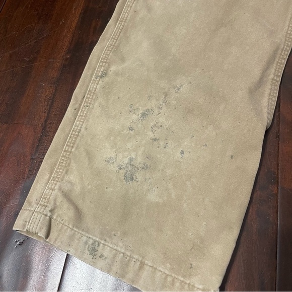 Carhartt Carpenter Tan Khaki Pants Distressed Painted Work Wear Men’s 36x32 - Picture 4 of 10
